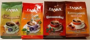 Упаковка розчинного напою на основі ячменю та цикорію Галка Шипшиновий, Надзвичайний, Женьшеневий та Життєдайний 4шт по 100г