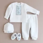 Теплий хрестильний набір для хлопчика з вишивкою Небесні візерунки 62 см білий KD22-Nebesnyy-20 Ladan