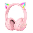 Навушники ONIKUMA Bluetooth Gaming CAT with LED B90 pink