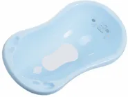 Дитяча ванна Maltex Зебра 84 см з антиковзаючим килимком Світло-блакитна (685235)