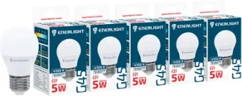 Світлодіодна лампа Enerlight G45 5W 4100K E27 (G45E275SMDNFRR) 5 шт