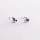 Золоті сережки - пусети "Сердечка" з діамантами і сапфірами сб0432ca Онікс