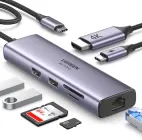 USB-хаб Ugreen CM512 USB Type-C to 2xUSB3.0+HDMI+RJ45+SD&TF +PD Port Converter Gray (UGR-60515)