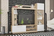 Стінка в вітальню Меблі-Сервіс Тренто з тумбою під телевізор з ДСП Дуб Самоа Белый