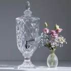 Лимонадниця скляна 3.0л на ніжці (лимонадник) з нержавіючим краном (дизайн з ромбами)