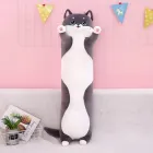 М'яка іграшка подушка антистрес довгий Кіт 110 см Сірий