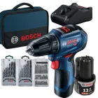 Безщітковий акумуляторний дриль-шурупокрут Bosch Professional GSR 12V-30, 2 акум, зарядний пристрій GAL 12V-40, сумка, набір біт та свердл Bosch Promo Set (06019G9001)