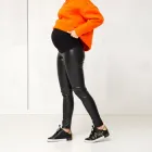 Лосини легінси з еко-шкіри для вагітних з широким бандажним поясом XL