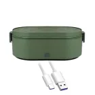 Ланч-бокс з підігрівом Folem D1 Зелений 2 знімних відділення на 0.8 л від USB Type C