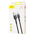 Кабель Baseus cafule Cable USB для Type-C 3A 1M Gray+Black (CATKLF-BG1)