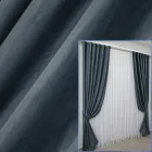Комплект штор VR-Textil з тканини оксамит Kadife Колір темно-синій 1.5х2.75м х 2 шт (30-948T)