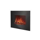 Електрокамін настінний Electrolux EFP/W-1100ULS з обігрівом, прямим склом, реалістичним ефектом полумʼя, зі звуком, дровами та білим камінням, розмір 660x520x95