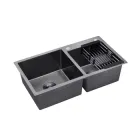 Кухонна мийка KRONER (KRP) PVD Schwarze-7843ZHM D3.0-1.0T215 (3,0/1,0 мм) чорна з сушкою для посуду