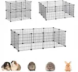 Манеж клітка для тварин трансформер Songmics 12 панелей розміри однієї 35 x 45 cm Чорний