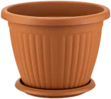Горщик для квітів з піддоном Kemer 1,5 л теракотовий Serinova