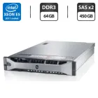 Сервер Dell PowerEdge R720 2U Rack / 2xIntel Xeon E5-2643 (4(8) ядра по 3.3-3.5GHz) / 64GB DDR3 / 2x 450GB HDD / iRMC S3 Graphics / Два блока живлення 750W б/в