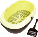 Туалет для кішок Lucky Pet Модерн овальний 45x30x15 см глибокий з сіткою + лопатка Бежево-коричневий (4820268554321)
