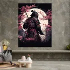 Настінний декор ідея для подарунку картина на полотні картина аніме Японський самурай на тлі місяця 80x60 см (YA-68)