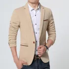 Піджак casual чоловічий приталений під джинси Піджак чоловічий на один гудзик на кожен день Бежевий M
