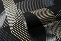 Метрові красиві чорні шпалери, геометрія шпалери гарячого тиснення LS Грані ТФШ 7-1431 (1,06х10,05м)