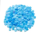 Набір шматочків мозаїки слюда форма квадрат 200 грам 1*1 см 280 штук колір Небесно блакитний (3632)