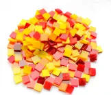 Набір шматочків мозаїки слюда форма квадрат 200 грам 1*1 см 280 штук колір Червоний Помаранчевий Жовтий (3645)