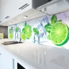 Кухонний фартук на стіну самоклеющийся Лайм 02 (для кухні наклейка ПВХ скіналі) цитруси лід м'ята зелений 60х200 см