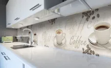 Кухонний фартук на стіну Чашка Кава (наклейка для кухні ПВХ плівка скіналі) зерна Напої Бежевий 60х200 см
