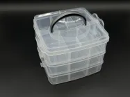 Органайзер контейнер трьохярусний для зберігання дрібниць, бісеру, намистин, страз, біжутерії для рукоділля, контейнер прозорий Мод 1