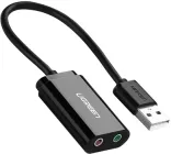 Звукова карта Ugreen US205 USB AUX jack TRRS (Mic + Ear) ALC4042 15 см Чорна (30724)