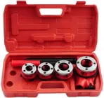 Набір плашок трубних Intertool 1/2" 3/4" 1" 1 1/4" з тримачем клуппи сантехнічні для нарізання різьблення на трубах в кейсі (000003158)