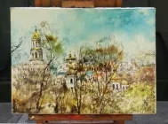 Картина 30х40см Київ Золота Лавра осінь на полотні архітектура місто ручна робота художника Alleya-kartin