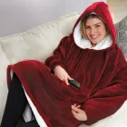 Плед толстовка двостороння халат з капюшоном і рукавами Huggle Hoodie Blanket 3-в-1 Унісекс Бордовий One Size (D-2019091216)