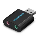 Звукова карта Vention USB - 2x 3.5мм minijack з підтримкою мікрофону 16 біт/48 кГц TRS Зовнішній Адаптер Стерео AUX 3-піновий Чорний