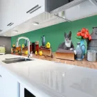 Вініловий кухонний фартух Варення (для кухні наклейка ПВХ скіналі) кіт затишок книги Зелений 650*2500 мм