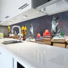 Вініловий кухонний фартух Книги жоржини коти (для кухні наклейка ПВХ скіналі) Абстракція Сірий 650*2500 мм