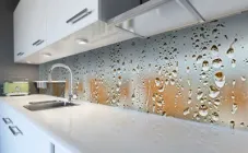 Кухонний фартук на стіну Мокре скло (наклейка для кухні ПВХ плівка скіналі) краплі роса Текстура Сірий 60х200 см