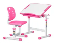Комплект парта та стілець Evo-kids Evo-06 Ergo стільниця біла/колір пластику рожевий Evo-06 Ergo PN