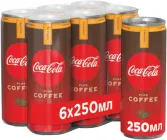 Упаковка безалкогольного сильногазованого напою Coca-Cola Plus Coffee Caramel 250 мл х 6 шт (5449000289766)