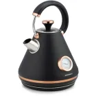 Електрочайник електричний ергономічний чайник з термометром метал 1,7 л 2200 Вт 29х23 см (475181-Prob) Чорний