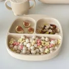 Тарілка силіконова секційна на присосці (Бежевий) , посуд для дітей