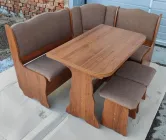 Комплект-кухонний ПП Стародуб Ліра горіх Есо тканина (куток/стіл/2 табуретки)