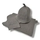 Подарунковий набір для сауни "З легким паром" (сірий), фетр