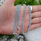 Жіночий срібний ланцюжок з блакитним камінням 925° проби 45 см * 4,5 мм "Арабський Бісмарк" (1806л-45)