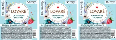 Бленд чорного та зеленого чаю Lovare Бризки шампанського 50 пакетиків х 3 шт (2000345447933)
