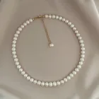 Кольє із натуральних річкових перлів білого кольору L=40 + 5 см Ø=8 мм (0011)