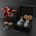 Каміння для віскі подарунковий дерев'яний набір uwest + 4 склянки Bohemia Quadro + гравіювання