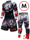 Чоловічий компресійний спортивний комплект трійка для занять спортом (рашгард, легінси, шорти) Вовк, розмір - M