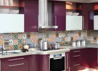 Кухонний фартух Скіналі Плитка Орнамент 02 (повнокольоровий друк, наклейка на стінну панель, плитка з візерунками ) 60х200 см