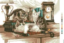 Канва з малюнком для вишивки нитками ОЗОРНІ КОТЯТА А3-14-071 ТМ Вишиванка